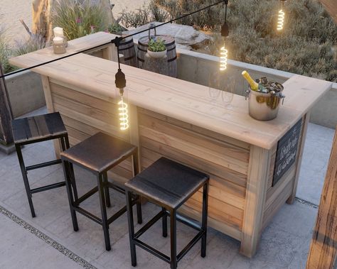 Diy Outdoor Bar Plans, Bar Plans Diy, Outdoor Bar Plans, Bar En Plein Air, Deck Bar, Diy Outdoor Bar, Diy Projects Plans, Bar Exterior, Bar Outdoor