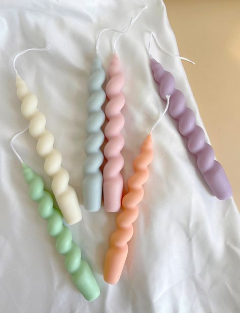 Pastel candles amazon Yarn Candle, Romantic Candle Dinner, Spiral Candle, Letter Candles, Pastel Candle, Spiral Candles, Diy Scent, Candle Home Decor, Twist Candle