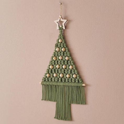 PRICES MAY VARY. 【Handmade Woven Macrame Wall Hanging】: The macrame christmas tree is simple and highly decorative, suitable as a sofa or bedside background, adding a strong Bohemian touch to your home. 【Woven Wall Art】: The macrame christmas tree is made of high-quality cotton thread, with uniform color and no pilling. Handmade delicate weaving, with neat specifications and even sizes. 【Christmas Supplies】: The Christmas tree shape macrame tapestry adds a cozy touch to your space, making it the Christmas Yarn Wall Hanging, No Space Christmas Tree Ideas, Macrame Xmas Decorations, Macrame Christmas Tree Wall Hanging, Weaving Christmas, Macrame Christmas Decorations, Boho Christmas Ornaments, Wall Hanging Christmas Tree, Christmas Macrame