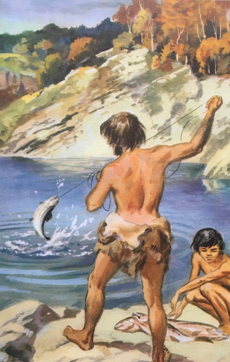 Stone Age Man, Cro Magnon, Early Man, Water Stone, Man Fishing, Ladybird Books, Thomas The Tank Engine, Stone Age, Prehistoric Animals