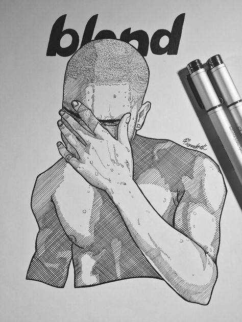 Ocean Inspired Drawings, Frank Ocean Art Drawing, Frank Ocean Art Painting, Blond Frank Ocean Drawing, Music Artist Drawing, Frank Ocean Illustration, Frank Ocean Sketch, Blond Drawing, Ocean Drawing Ideas