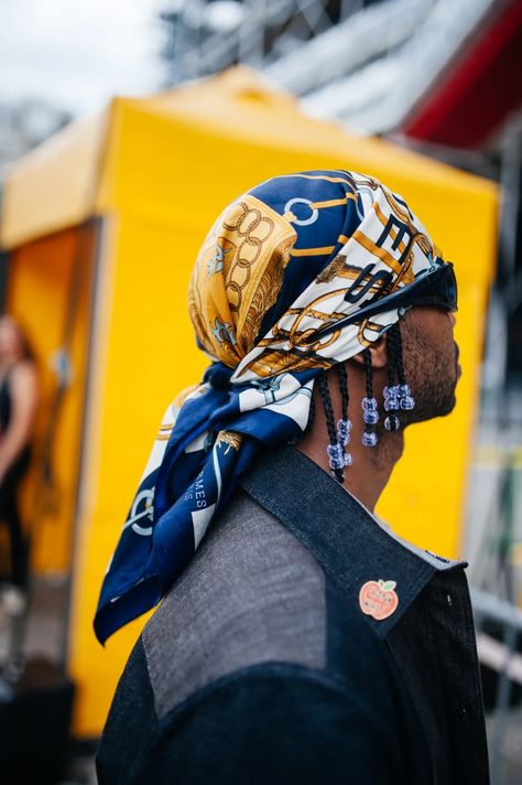 Head Scarf Men Mens Fashion, Men’s Head Scarf, Men In Head Scarfs, Mens Headscarf, Head Scarf Styles Men, Scarf Men Style, Men Scarf Style, Headscarf Men, Mens Head Wrap