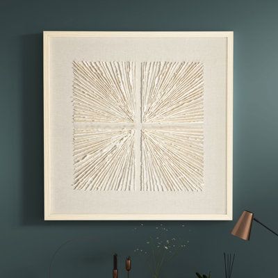 Refine your modern bohemian-styled space with this impressive dimensional abstract shadow box. The natural elements and neutral colors make this a versatile and eye-catching piece of artwork that would work with any color palette. This artwork is made using hand-laid paper pulp in a thoughtfully designed square starburst pattern encased in glass. Beautiful on its own or create a set for an impressive gallery wall. Finish: Beige | Orren Ellis Wall Décor Paper in Brown | 36 H x 36 W x 2 D in | Way Project Abstract, Glue Art, Paper Pulp, Starburst Pattern, Bold Art, Plaster Art, Neutral Colours, Neutral Prints, Textured Art