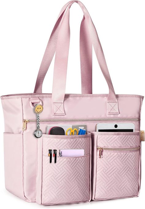 Fasrom Teacher Tote Bag for Work Women, Large Teacher Utility Bag with Padded Sleeve for up to 15.6 Inches Laptop and Teacher Supplies, Pink (Patent Design) Bag For Work Women, Teacher Laptop Bag, Tote Bag For Work, Amazon Favs, Work Bags Laptop, Work Women, Utility Tote Bag, Teacher Tote Bag, Work Backpack