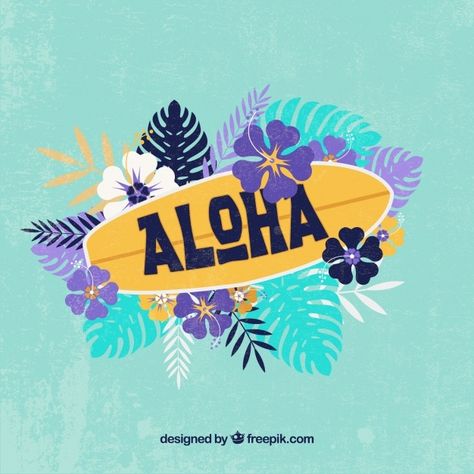 Aloha surfboard background Free Vector | Free Vector #Freepik #freevector #background #flower #floral #summer Surfboard Background, Hawaii Logo, Deco Surf, Hawaii Gift, Aloha Friday, Travel Poster Design, Beach Illustration, Hawaiian Art, Vintage Hawaii