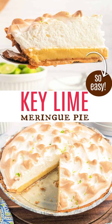 Key Lime Pie With Meringue Topping, Mirange Pie, Key Lime Pie Recipe With Meringue, Key Lime Meringue, Key Lime Meringue Pie, Lime Meringue Pie, Baking Deserts, Lime Meringue, Lemon Chiffon Pie