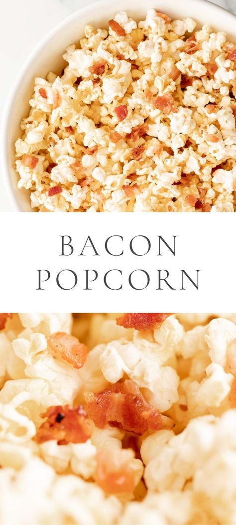 Bacon popcorn is the ultimate savory snack. It feels like such a treat but it’s so easy to make with just two ingredients! It’s so easy to add a little extra flavor to your homemade stovetop popcorn. Perfect for movie night and Super Bowl entertaining! Cooking Popcorn, Bacon Popcorn, Savory Popcorn, Stovetop Popcorn, Family Desserts, Easy Summer Meals, Tailgate Food, Popcorn Recipes, Party Food And Drinks