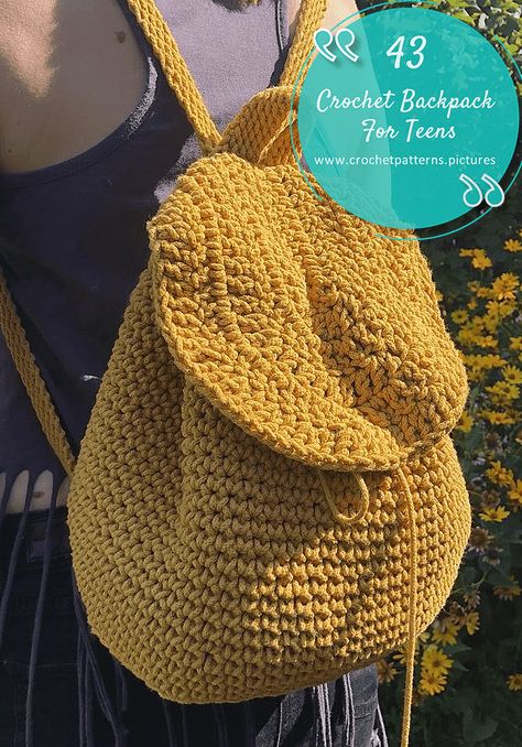 43 Crochet Backpack Pattern For Girls | Free Crochet Patterns Cute Crochet Backpack Free Pattern, Crochet Pattern Backpack, Free Backpack Crochet Patterns, Cool Crochet Projects Free, Crochet Hiking Bag, How To Crochet A Backpack, Crocheted Backpack Patterns Free, Crochet Yarn Bag Pattern Free, Crochet Cute Bag Pattern Free