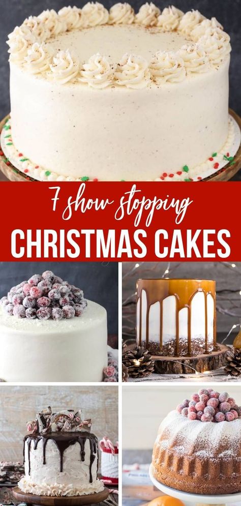 Here are 7 show-stopping Christmas Cake recipes you can serve up at your holiday gatherings. These Christmas cakes are gorgeous but also delicious down to the last crumbs #passion4savings #Christmas #cakes #stunning Christmas Desert Recipes, Holiday Cakes Christmas, Christmas Desserts Cakes, Holiday Cake Recipes, Christmas Cakes Easy, Christmas Themed Cake, Christmas Cake Recipes, Decadent Chocolate Cake, Winter Cake