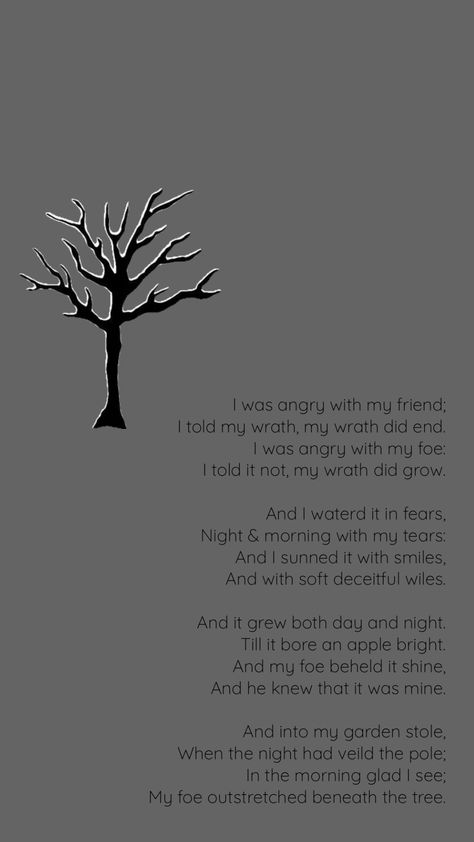 #apoisontree #grouper #williamblake #poisontree #quotes #music #poetry #poem #xxxtentacion oh beautiful poison tree 🤍 The Poison Tree, Poison Tree Meaning, Poison Tree Tat, Oh Beautiful Poison Tree, Poison Tree Tattoo Meaning, Poison Tree Wallpaper, Poison Tree Drawing, Poison Tree Grouper, Poison Tree Poem