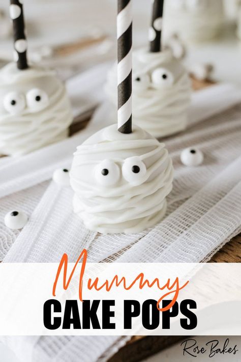 cake pops that look like a mummy for halloween Halloween Cake Pops Recipe, Halloween Cake Pop Recipes, Easy Halloween Cake, Mummy Cake, Scary Halloween Cakes, Halloween Themed Desserts, Halloween Cakes Easy, Spooky Halloween Cakes, Tree Stump Cake