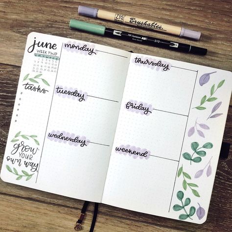 Journal Weekly Layout, June Bullet Journal, Diy Kalender, Bullet Journal Weekly Layout, Bullet Journal Weekly, Bullet Journal Paper, Weekly Layout, Bullet Journal Weekly Spread, Bullet Journal Mood