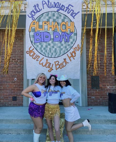 Hannah Montana Themed Bid Day, Hannah Montana Sorority Theme, Hannah Montana Big Little Reveal, Bud Day Themes, Bud Day Themes Sorority, Bid Night Themes, Hannah Montana Sorority, Sorority Recruitment Themes Ideas, Rush Week Themes