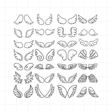 Angel Wings Clip Art, Draw Wings, Wings Clipart, Small Angel Wings, Angel Wings Drawing, Easy Butterfly, Star Clipart, Wings Drawing, Angel Wings Tattoo