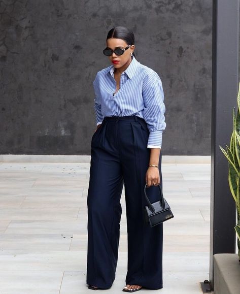 Business Casual Outfits Navy Pants, Corporate Outfits For Plus Size Women, Cooperate Outfits Black Women, Navy Pants Outfit Work Women, Plus Size Corporate Baddie, Navy Blue Work Pants Outfit, Cooperate Outfits For Women Pants, Work Outfits Women Plus Size Office Wear, Elegant Plus Size Outfits Classy