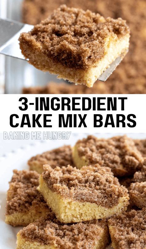 Sweet treats like these 3 ingredient cake mix cookie bars make the perfect quick dessert. Sure to be a family favorite! 3 Ingredient Cake Mix Recipes, No Bake Cake Mix Recipes, Easy Cake Mix Recipes 3 Ingredients, Bars From Cake Mix Recipes, Nugart Bars Just 3 Ingredient, Easy Cakemix Dessert, Cake Box Cookie Bars, Spice Cake Mix Cookie Bars, Pantry Ingredient Desserts