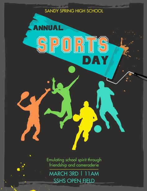 Sports Day Template, Poster For Sports Event, Sport Day Poster Design, Annual Sports Day Poster, School Sport Poster Ideas, Sports Event Flyer, Sports Meet Poster, Sports Day Poster School, Palarong Pinoy