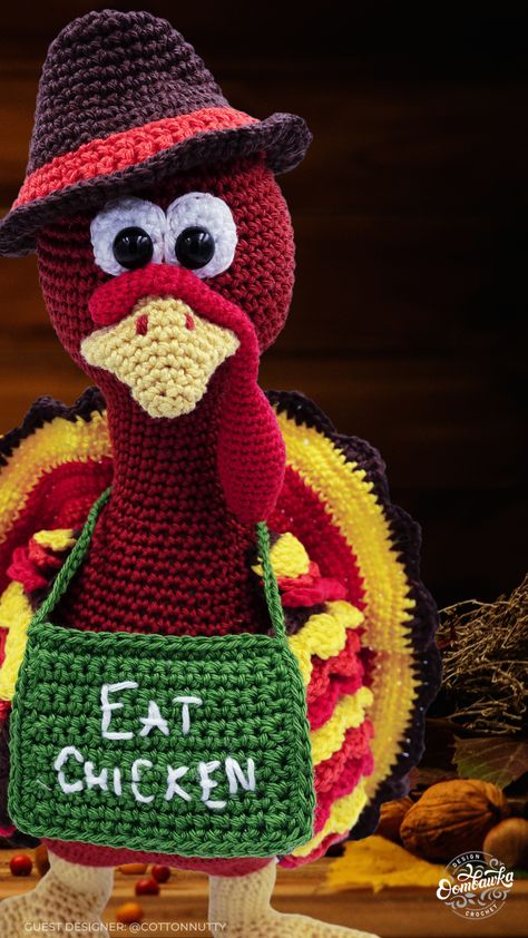 Bruno the Turkey Crochet Pattern. Guest Design by CottonNutty. Amigurumi Turkey Free Pattern, Crocheted Turkey Pattern, Turkey Amigurumi Free Pattern, Free Turkey Crochet Pattern, Free Crochet Turkey Pattern, Fall Crochet Animals, Crochet Thanksgiving Decorations, Free Thanksgiving Crochet Patterns, Turkey Crochet Pattern Free