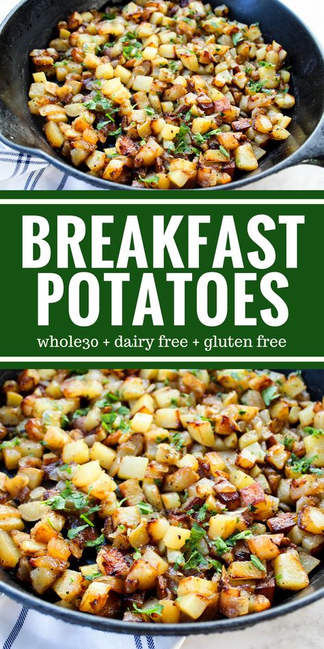 Skillet Breakfast Potatoes are a yummy addition to any meal (even dinner). They're so simple to make with only a few ingredients you probably already have on hand! Breakfast Potatoes Recipe, Breakfast Potatoes Skillet, Perfect Potatoes, Skillet Breakfast, Potatoes Skillet, Potato Breakfast Recipes, Whole30 Breakfast, Ww Breakfast, Healthier Meals