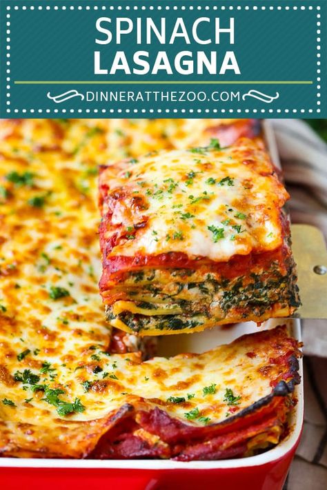 Lasagna Recipe Vegetarian, Lasagna Spinach, Dinner Lasagna, Spinach Lasagna Recipe, Spinach Dinner, Lasagna Vegetariana, Veggie Lasagna Recipe, Recipe With Ricotta, Lasagna Dinner