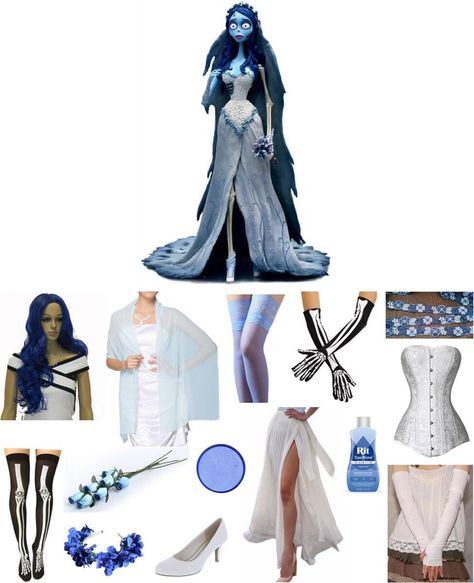 A Corpse Bride Costume, Corps Bride Dress, Hot Corpse Bride Costume, Emily Corpse Bride Costume Dresses, Corpse Bride Cosplay Diy, Corpse Bride Outfit Aesthetic, Emily Corpse Bride Inspired Outfit, Corpse Bride Full Body Picture, Emily Corpse Bride Outfit