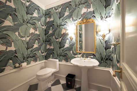 Dallas Lifestyle Blogger, Home Interiors, Dream Powder Room, Hollywood Regency Decor, Powder Room Reveal, Decorator's Best, Hollywood Regency Interior Design, Luxury Home, The Iconic Beverly Hills Banana Leaf Wallpaper, Martinique Wallpaper, Palm Print, Dorothy Draper Hollywood Regency Wallpaper, Beverly Hills Hotel Wallpaper, Hollywood Regency Interior Design, Regency Interior Design, Hollywood Regency Bathroom, Martinique Wallpaper, Regency Interior, Hollywood Regency Interior, Wallpaper Powder Room