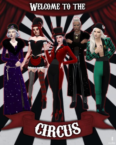 Circus Outfits, Circus Acts, Fortune Tellers, Sims 4 Cas Mods, Clown Clothes, Tumblr Sims 4, Sims 4 Cc Folder, Sims 4 Characters, Sims4 Clothes