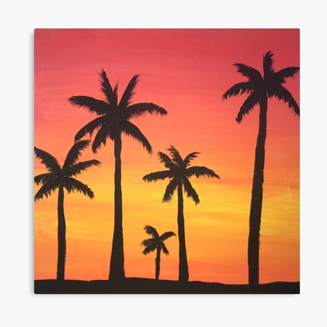 "Sunset painting with palm trees " Art Board Print for Sale by Amy-elise | Redbubble Tree Silhouette Sunset, Palm Trees Art, Painted Sunset, Palm Tree Silhouette, Palm Tree Art, Trees Art, Acrylic Painting Flowers, Cute Paintings, Small Canvas Art