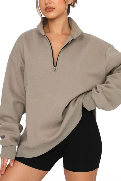 This zip up sweatshirt is the ideal choice in your wardrobe. This pullover sweatshirt is suitable for running, sport, gym, casual, party, school, dancing, skating, hiking, biking, yoga, spring, fall and winter. Match with boots, jeans, or leggings for a fashion trend! Corduroy Jacket Womens, High Neck Sweatshirt, Sweatshirt Oversized, Womens Jackets Casual, Comfortable Sweater, Collared Sweatshirt, Sweatshirt Zipper, Oversized Long Sleeve, Half Zip Sweatshirt