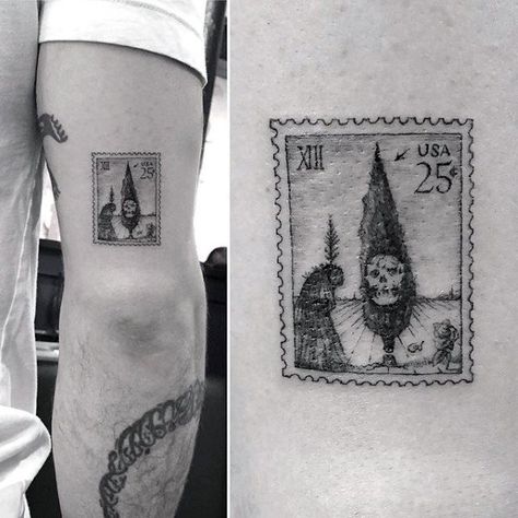 20 Postage Stamp Tattoo Designs For Men - Traveler Ink Ideas Germany Stamp Tattoo, Vintage Postage Stamp Tattoo, Stamp Tattoo Postage, Post Stamp Tattoo Ideas, Japanese Stamp Tattoo, Travel Stamp Tattoo, Postage Stamp Tattoo Ideas, Vintage Stamp Tattoo, Postal Stamp Tattoo