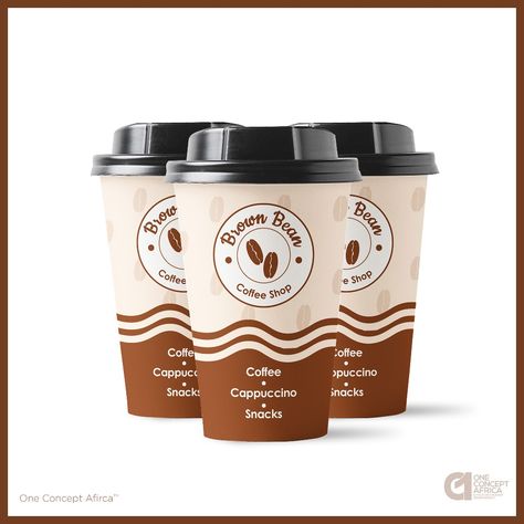 Brown Bean Coffee Shop Paper Cup Paper Coffee Cup Design Ideas, Coffee Cup Sleeves, Paper Coffee Cup, Coffee Cup Design, Creative Coffee, Visual Identity Design, Cup Sleeve, Coffee Shop Design, Graphic Design Packaging