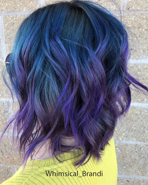 Blue Hair, Purple Hair, Ombre, Bright Hair, Rainbow Hair, Long Bob, Short Hair, Trending Hair, Peacock Hair Color, Oil Slick Hair, Fun Hair Color, Hair Color Fun Purple Hair Color Ideas, Purple Blue Short Hair, Multicolored Hair Short, Peacock Blue Hair Color, Ombre Hair Color Blue Purple, Purple And Blue Hair Short, Fun Hair Color Ideas For Brunettes Blue, Short Purple Ombre Hair, Bright Hair Colors Short Shoulder Length