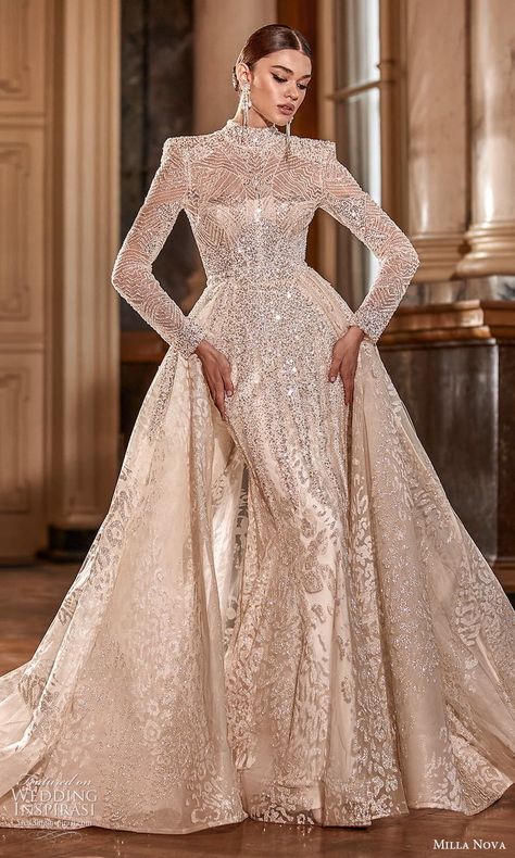 Wedding Dresses Royal, 2022 Wedding Dresses, Milla Nova Wedding Dresses, Muslimah Wedding Dress, Milla Nova, Pretty Wedding Dresses, Fancy Wedding Dresses, 2022 Wedding, Dream Wedding Ideas Dresses