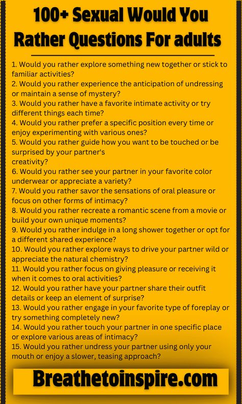 67  Finest Hot Seat Questions For Couples Adult Would You Rather Questions, Hot Seat Questions Spicy, Would U Rather Questions Dirty, Question Of The Day Adults, Adult Questions Games, Spicy 21 Questions, Would You Rather Questions Dirty, Spicy Would You Rather Questions, Would You Rather Questions For Adults