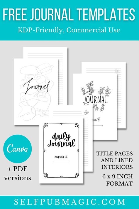 Dreaming of self-publishing your own journals? Don’t let the interior design hold you back! Get three free journal interiors (plus their Canva templates) to kick-start your publishing. It can take forever to design KDP-friendly journal interiors that compliment your awesome cover concepts. Getting the right proportions, margins, line weights, and font can be confusing. I’ve spent years designing journals and books for bestselling authors and now I’m here to share evergreen designs with you! Free Kdp Templates, Free Kdp Interior Templates, Kdp Journal Ideas, Kdp Templates Free, Canva Journal Template, Kdp Planner, Kdp Ideas, Kdp Journals, Printables Business