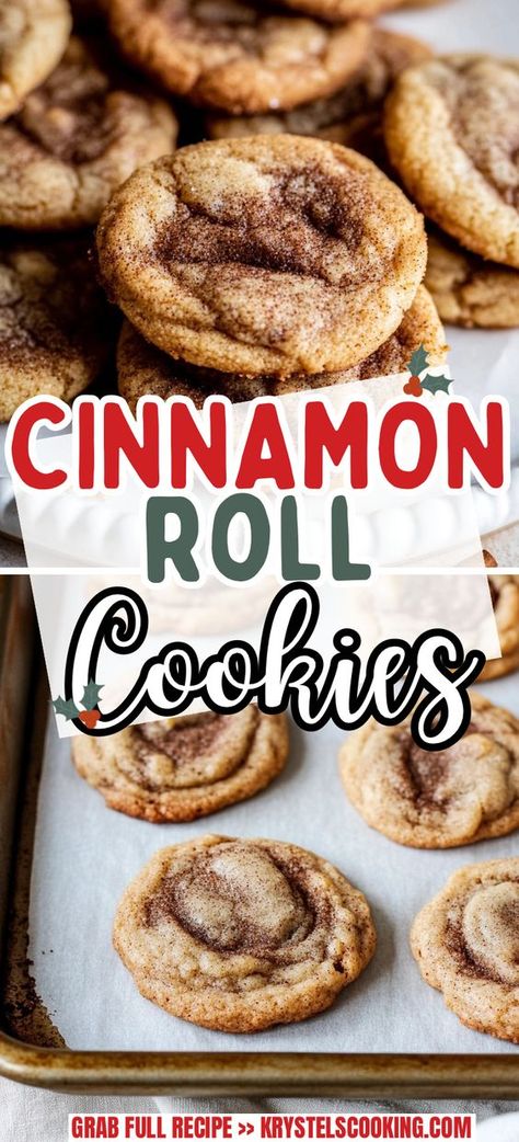 Easy Cinnamon Roll Cookies Recipe – Enjoy soft, buttery cookies with swirls of cinnamon goodness. This easy dough recipe is perfect for a sweet treat! Homemade Cinnamon Desserts, Easy Soft Cookies Recipes, Easy Baking Recipes Cinnamon, Cinnamon Swirl Cookies Recipe, Few Ingredient Baked Goods, Thanks Giving Desert Ideas Easy, Cinnamon Rolls Cookies Recipe, Cinnamon Spice Cookies Recipe, Easy Bake Sweets