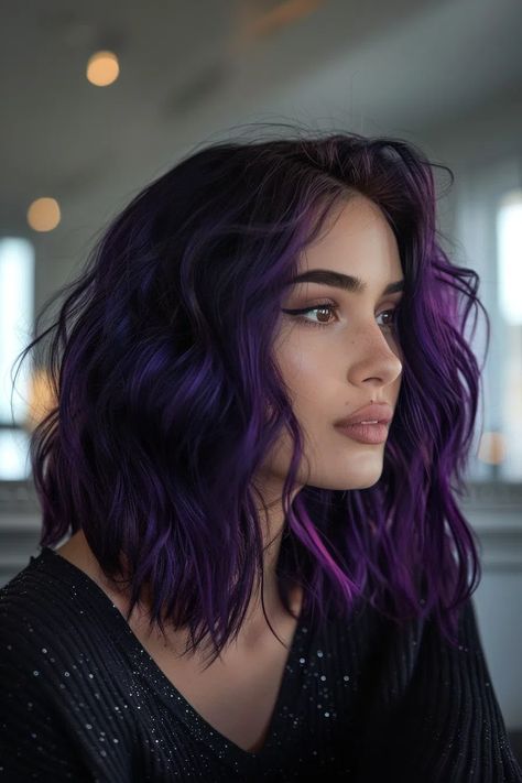 90+ Creative Purple Hair Color Ideas Unique Hair Dye, Color Balayage Hair, Purple Hair Color Ideas, Purple Hair Color, Hair Layered, Vivid Hair Color, Hair Dye Ideas, Violet Hair, Dyed Hair Inspiration