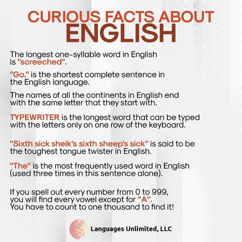 Unknown Facts About English Language, English Facts Interesting, Interesting Facts About English Language, Facts About English Language, English Language Funny, Facts About English, About English Language, English Facts, Grammar Jokes