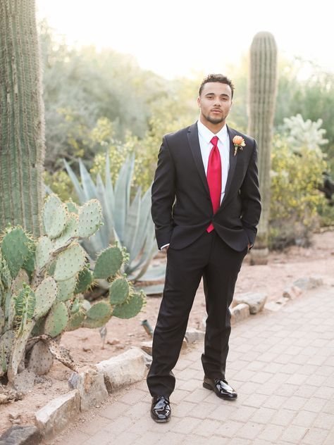 Black tux with a red tie Black Tux With Red Tie, Red Tie Black Suit, Black Suit With Red Tie Wedding, Black Suit White Shirt Red Tie, Black Tux Red Tie, Black Suit With Red Tie, Black And Red Tux, Big Man Suits, Black Suit Red Tie