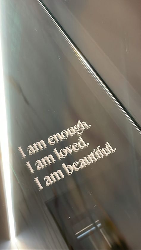 Quotes To Put On Mirror, Cute Mirror Messages, Inspirational Mirror Messages, Quotes To Write On Mirror, Afirmations On Mirror Aesthetic, Bathroom Mirror Quotes, Mirror Writing Ideas, Mirror Quotes Aesthetic, Aurora Quotes