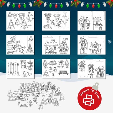 Magical Christmas Village Printables – Paper Crafts for Kids Winter Paper, Santa's Village, Papercraft Printable, Paper Crafts For Kids, Magical Christmas, Christmas Village, Christmas Designs, Printable Paper, Paper Flowers