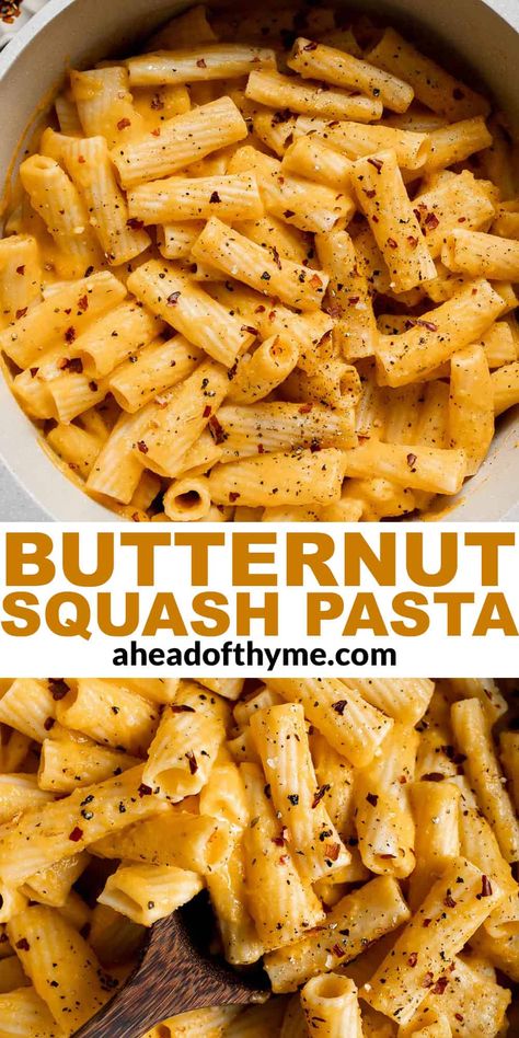 Butternut Squash Dinner Recipes Healthy, Grilled Cheese Social Baked Feta Butternut Squash Pasta, Butternut Squash And Pumpkin Recipes, Butternut Squash With Pasta, Squash And Pumpkin Recipes, Spicy Butternut Squash Pasta, Pasta With Butternut Squash Sauce, Butternut Squash Thanksgiving Recipes, Acorn Squash Pasta Sauce