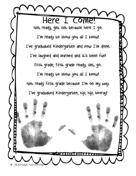 Classroom Freebies Too: Look Out! Kindergarten Poems, Miss Kindergarten, End Of Year Activities, Kindergarten Fun, Preschool Graduation, Kindergarten Lessons, Foot Print, Kindergarten Graduation, End Of School Year