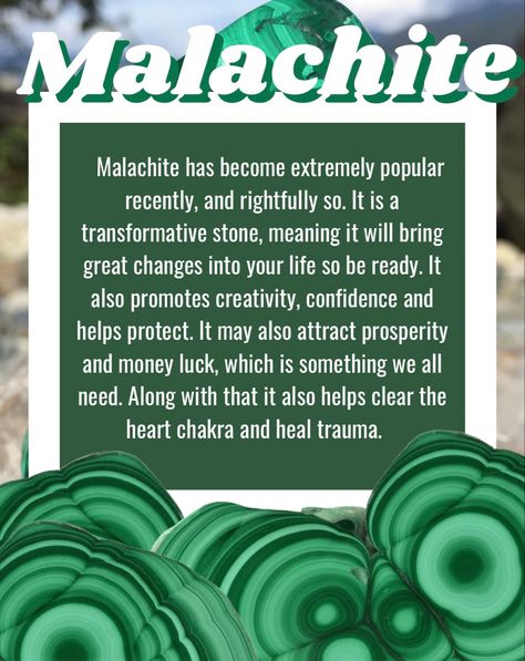 Malachite Affirmation, Malachite Crystal Meaning, Malachite Crystal, Crystals Healing Properties, Crystals Healing, Gemstone Meanings, Crystal Healing Stones, Malachite Stone, Crystal Meanings