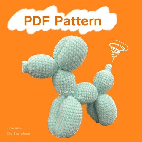 Ballon Dog Crochet Pattern, Ballon Dog Crochet Pattern Free, Crochet Balloon Dog Free Pattern, Crochet Balloon Animal, Crochet Balloon Dog, Crochet Blanket Yarn, Yarn Crafts Crochet, Dog Crochet Pattern, English Time