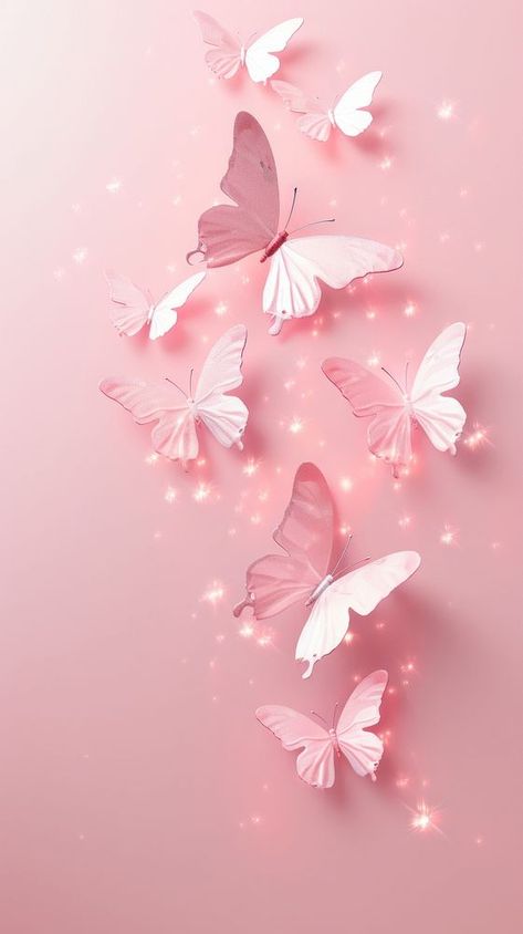 Minimal butterflies pink wallpaper petal plant art. | premium image by rawpixel.com / Adjima Pink Calm Wallpaper, Pretty Pink Wallpaper Iphone, Butterflies Wallpaper Aesthetic, Kupu Kupu Aesthetic Pink, Butterfly Background Wallpapers, Butterfly Pink Aesthetic, Pink Wallpaper For Room, Glitter Butterfly Wallpaper, Butterfly Pink Wallpaper