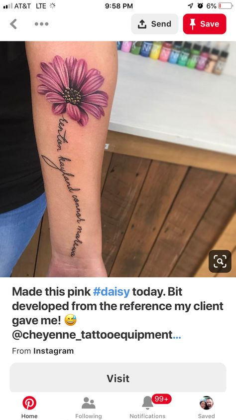 Gerber Daisy Tattoo Ideas, Gerber Daisy Tattoo Designs, Gerber Daisy Half Sleeve Tattoo, Crazy Daisy Tattoo, Gerber Daisy Tattoo Small, Purple Daisy Tattoo, Pink Daisy Tattoo, Gerbera Daisy Tattoo, Gerber Daisy Tattoo