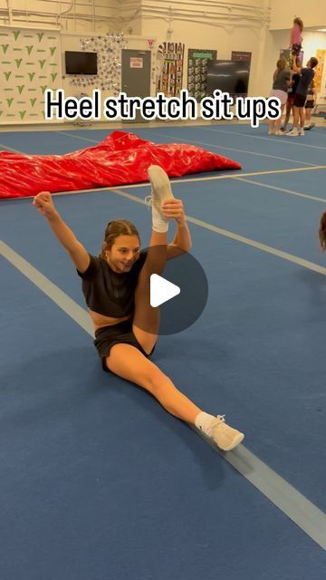 Jaclyn Ferrell on Instagram: "✨Sit ups…flyer edition!  ✨3-in-1 drill for heel stretches! Body control, flexibility, core & leg strength. I use this drill to make sure flyers keep their hip in and core engaged.   • • • •  #cheer #cheerleading #allstarcheer #cheercoach #stretchingflex #flexibility #flexclass #flyer #flyerflex #flyerstretch #flyerdrills #flyertips #cheertips #heelstretch #allstar #competitioncheer #stunting #stunts #splits #strengthtraining #gym #gymworkout #workout #fit #fitness #cheerworkout #cheerstunts #dance #coreworkout #corestrength" Flyer Drills Cheer At Home, How To Get A Better Heel Stretch, Cheer Drills For Flyers, Cheer Flyer Drills, Flyer Stretches Flexibility, Cheer Workouts For Flyers, Cheer Workouts Flexibility, Flyer Drills, Cheer Conditioning Workouts