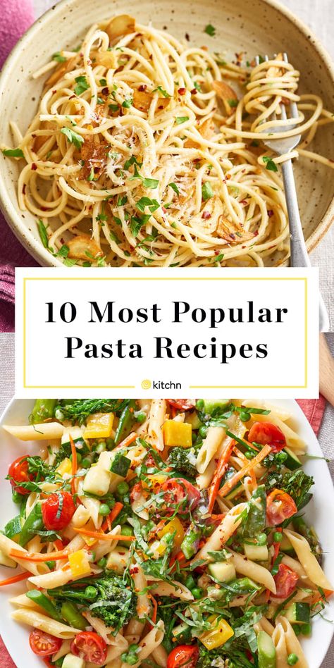 Our 10 Most Popular Pasta Recipes of the Year — Recipes from The Kitchn Pasta Side Dishes Easy, Meatless Pasta Recipes, Light Pasta Recipes, Popular Pasta Recipes, Light Pasta Dishes, Summer Pasta Dishes, Summer Pasta Recipes, Vegetarian Pasta Dishes, Pasta Primavera Recipe