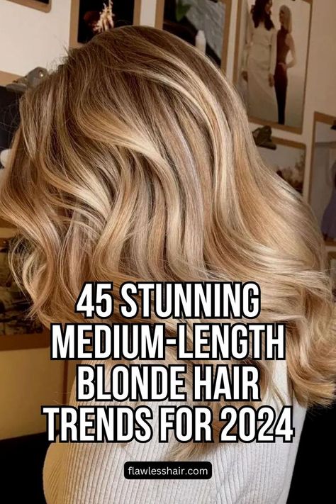 Bamboo Blonde Different Color Blondes, Blonde Hair Cuts Medium, Blonde Hair Trends, Medium Blonde Hair Color, Blonde Hair With Fringe, Balayage Hair Blonde Medium, Champagne Blonde Hair, Medium Length Blonde Hair, Warm Blonde Hair